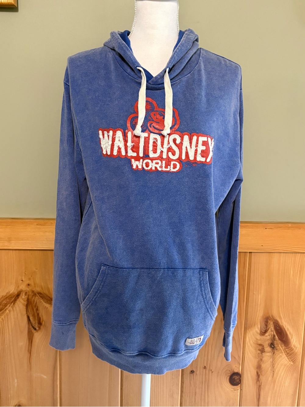 Disney Parks Disney World Blue Hooded Pullover Sweatshirt size Small